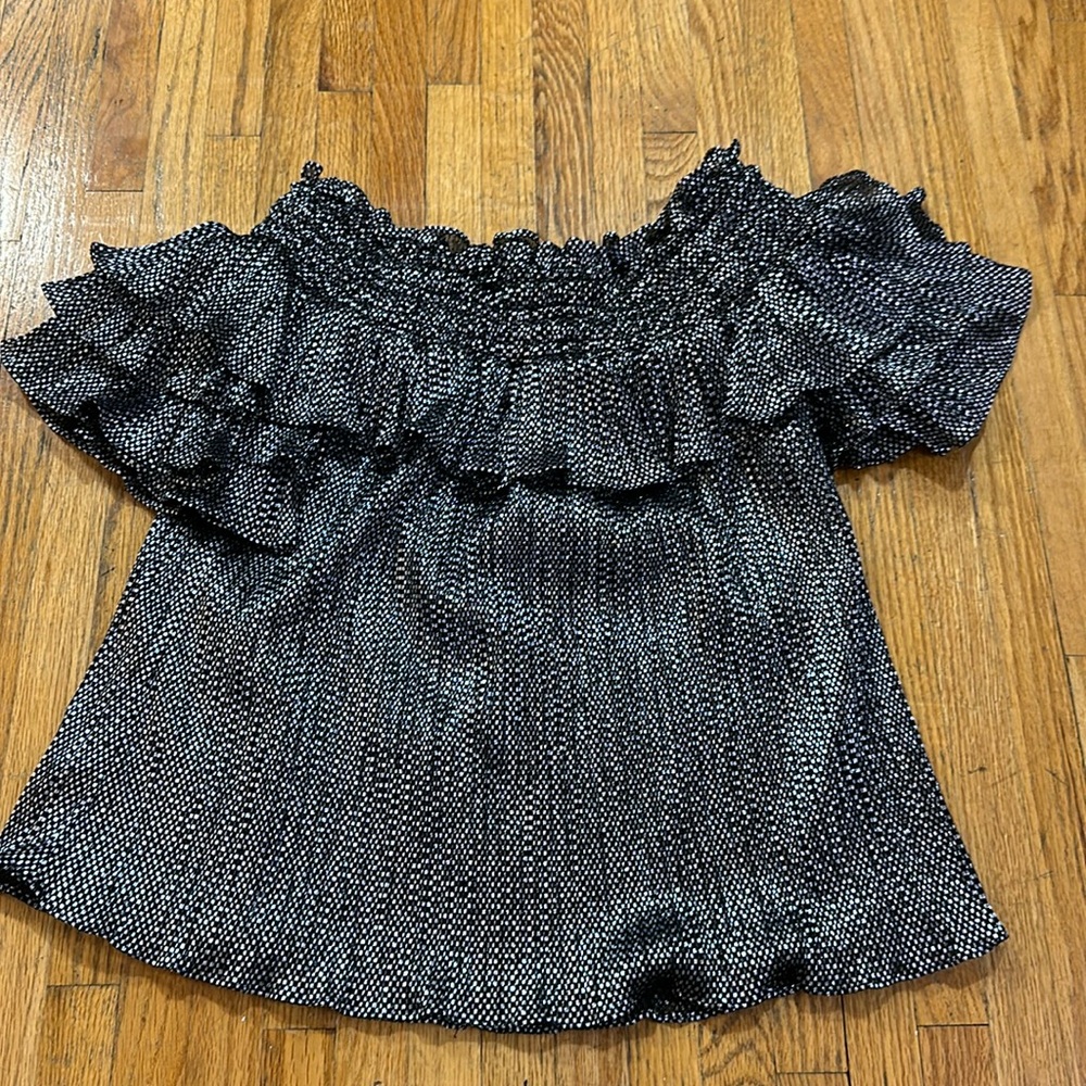 Parker Metallic Silver off Shoulder top